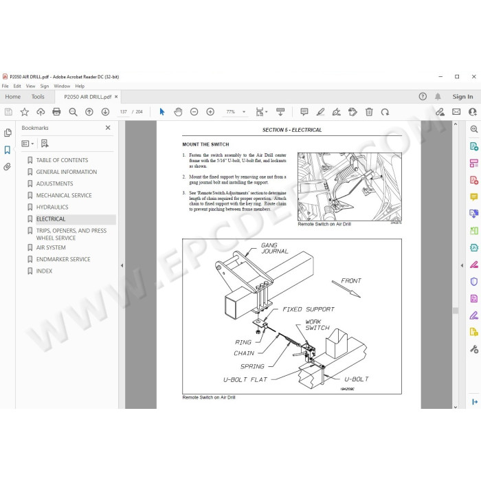 New Holland Air Drill P2050 service manual