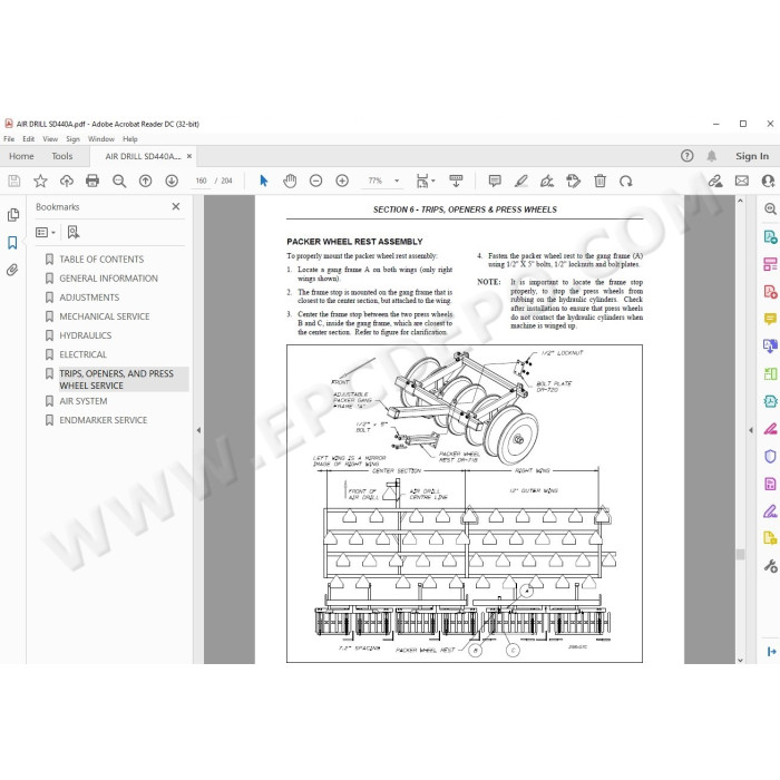 New Holland Air Drill SD440A SD440 service manual