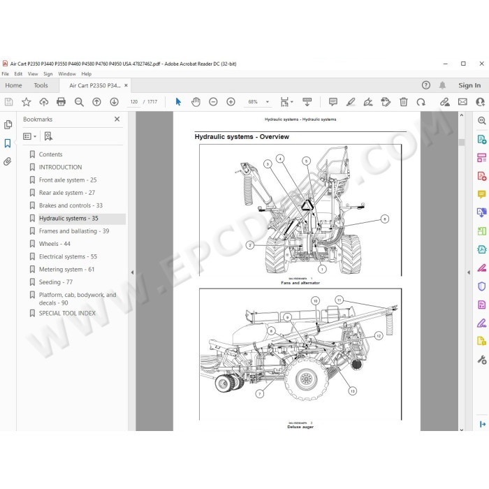 New Holland Air Cart P2350 P3440 P3550 P4460 P4580 P4760 P4950 service manual