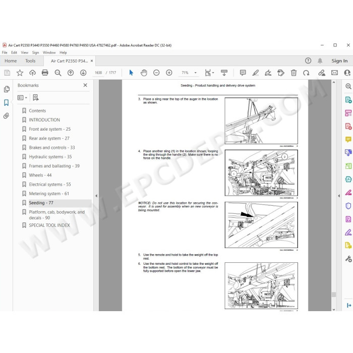 New Holland Air Cart P2350 P3440 P3550 P4460 P4580 P4760 P4950 service manual