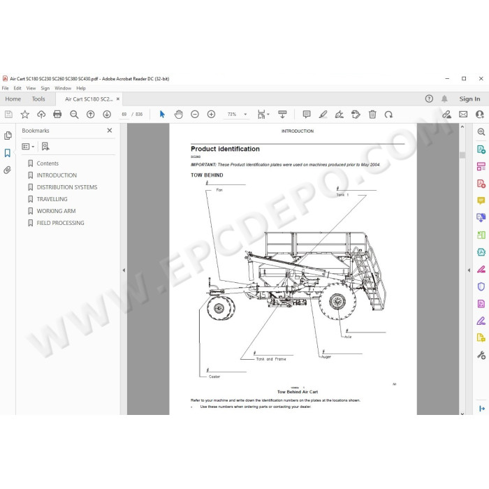 New Holland Air Cart SC180 SC230 SC260 SC380 SC430 service manual