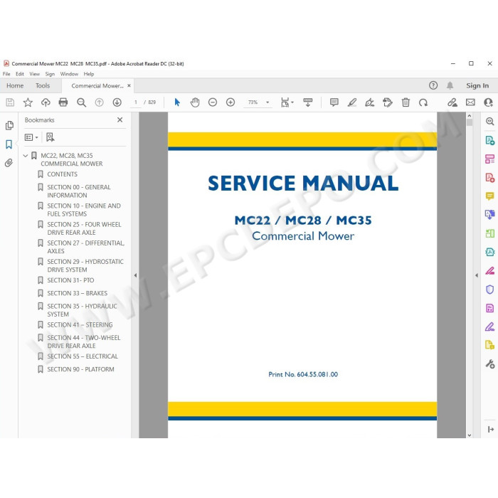 New Holland Mower MC22 MC28 MX28 MC35 service manual