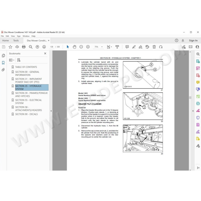 New Holland Disc Mower Conditioner 1431 1432 service manual