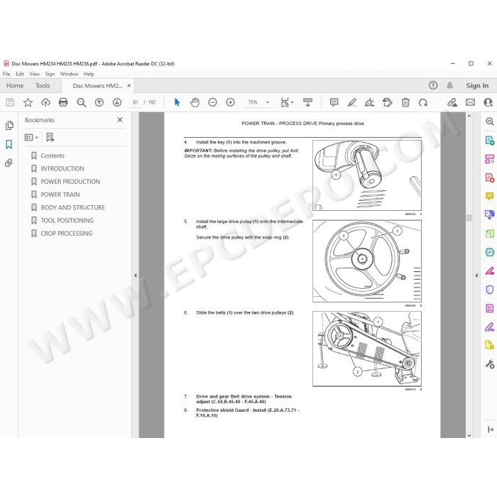 New Holland Disc Mower HM234 HM235 HM236 service manual