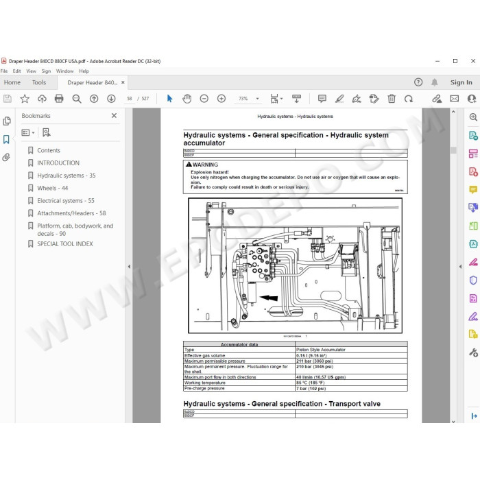 New Holland Draper Header 840CD 880CF service manual