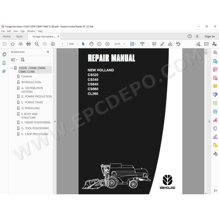 New Holland Forage Harvester CS520 CS540 CS640 CS660 CL560 service manual