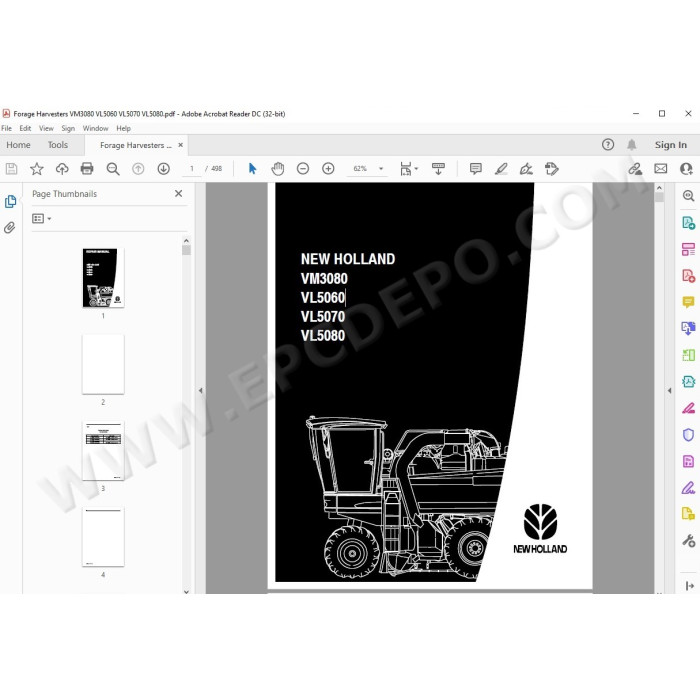New Holland Harvester VM3080 VL5060 VL5070 VL5080 service manual