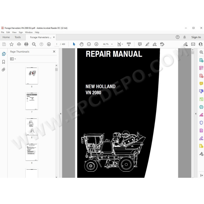 New Holland Forage Harvester VN 2080 service manual