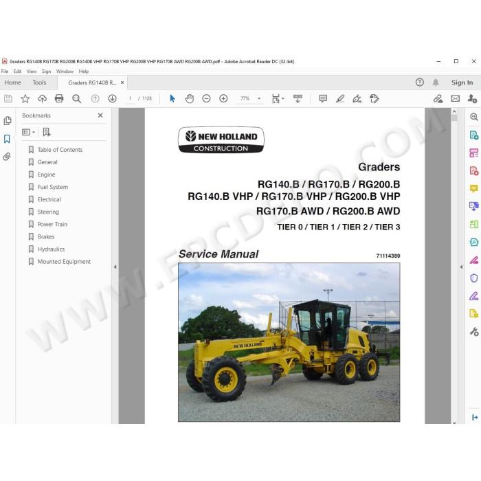 New Holland Motor Grader RG140.B RG170.B RG200.B service manual