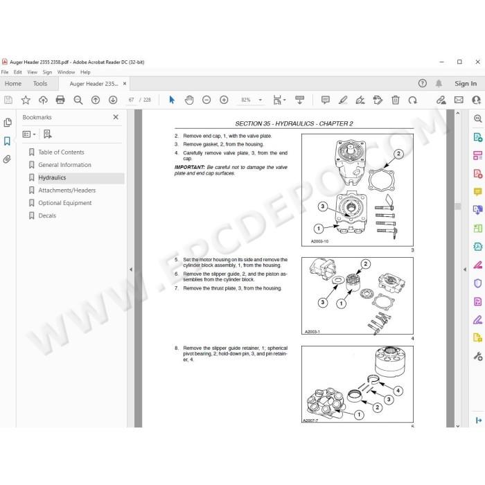 New Holland Auger Header 2355 2358 service manual
