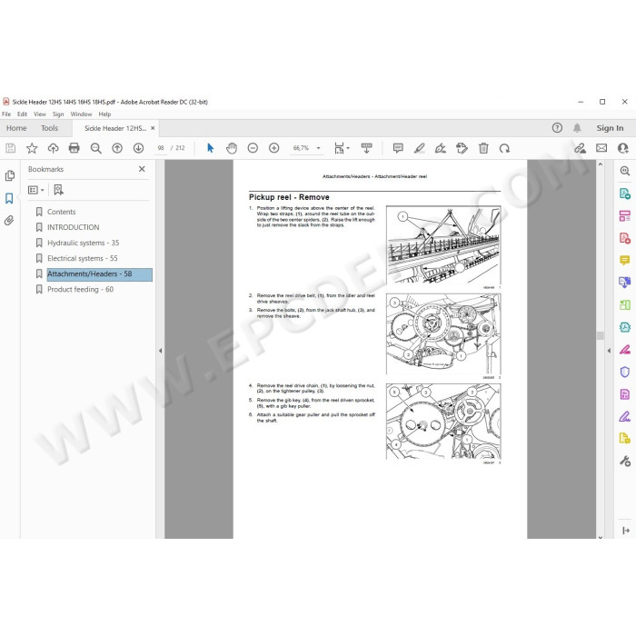 New Holland Sickle Header 12HS 14HS 16HS 18HS service manual