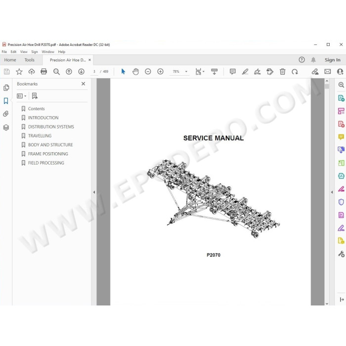 New Holland Precision Air Hoe Drill P2070 service manual