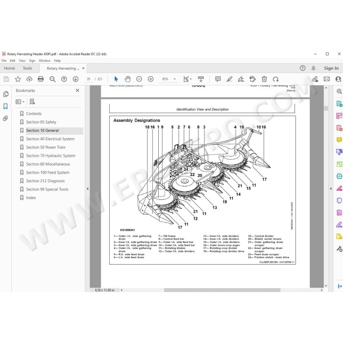 New Holland Rotary Harvesting Header 450FI service manual
