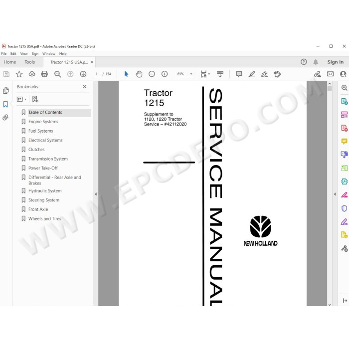 New Holland Tractor 1215 service manual