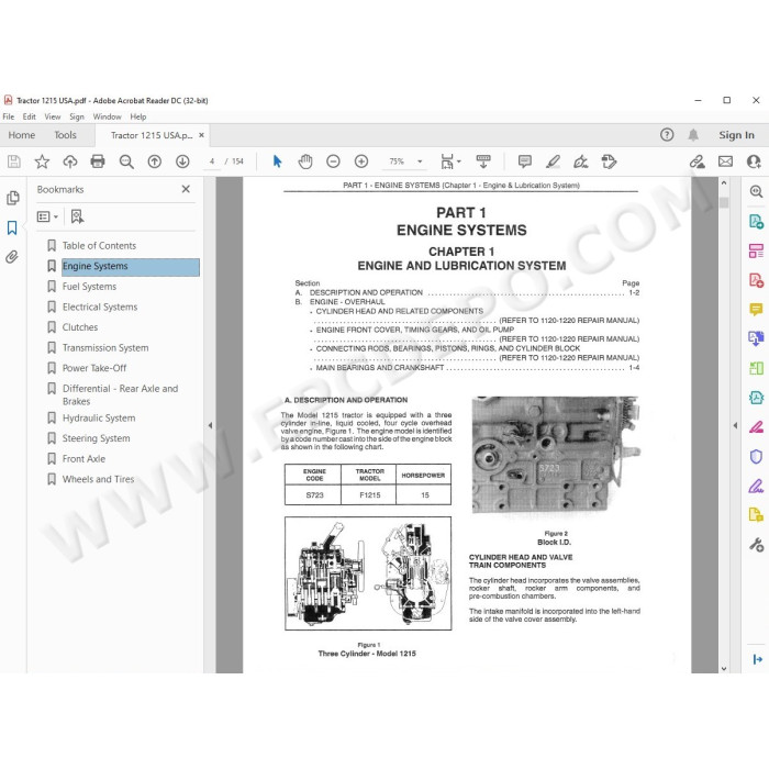 New Holland Tractor 1215 service manual