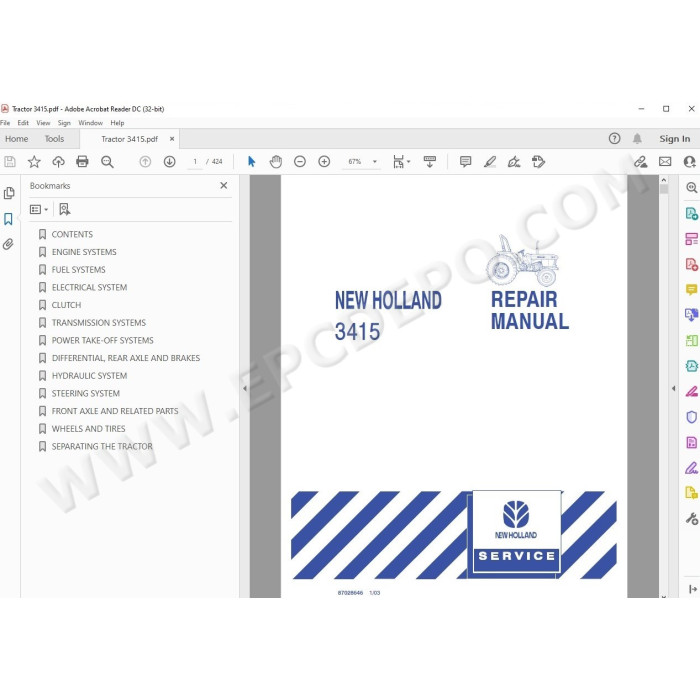 New Holland Tractor 3415 service manual