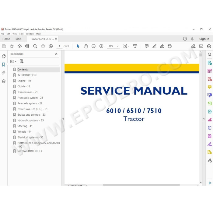 New Holland Tractor 6010 6510 7510 service manual