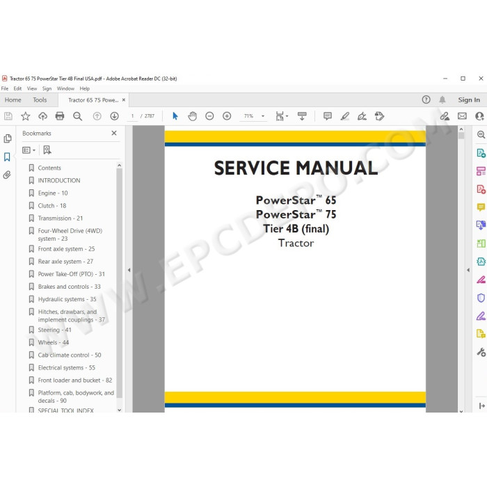 New Holland Tractor PowerStar 65 75 Tier 4b service manual