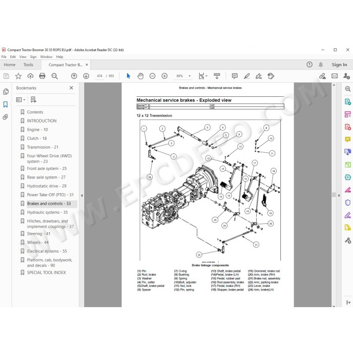 New Holland Tractor Boomer 30 35 Rops service manual