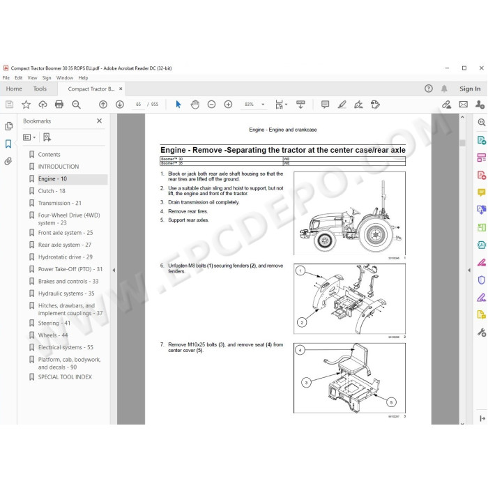 New Holland Tractor Boomer 30 35 Rops service manual