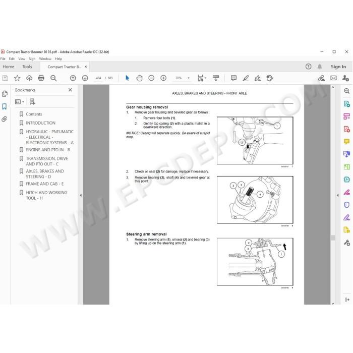 New Holland Tractor Boomer 30 35 service manual