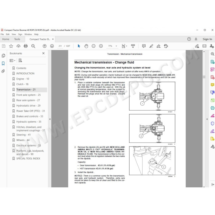 New Holland Tractor Boomer 40 50 Rops service manual