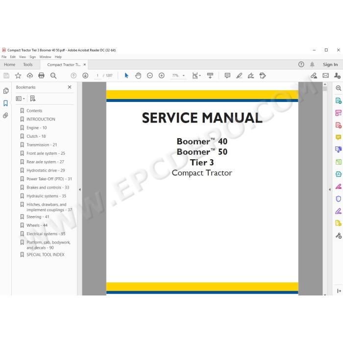 New Holland Tractor Boomer 40 50 Tier 3 service manual