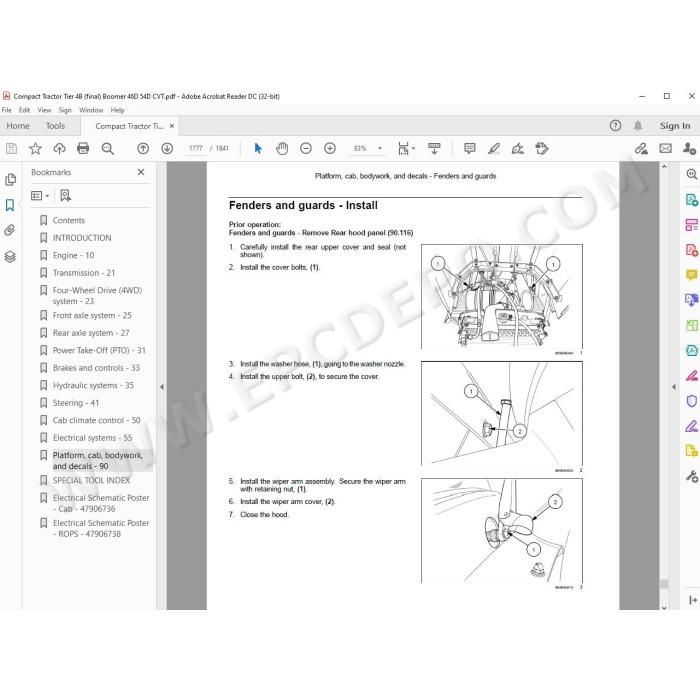 New Holland Tractor Boomer 46D, 54D CVT Tier 4B service manual