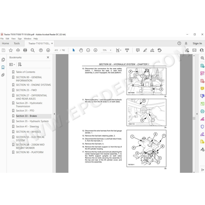 New Holland Tractor T1010 T1030 T1110 service manual