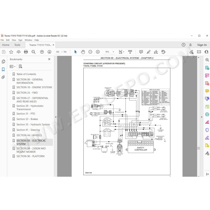 New Holland Tractor T1010 T1030 T1110 service manual