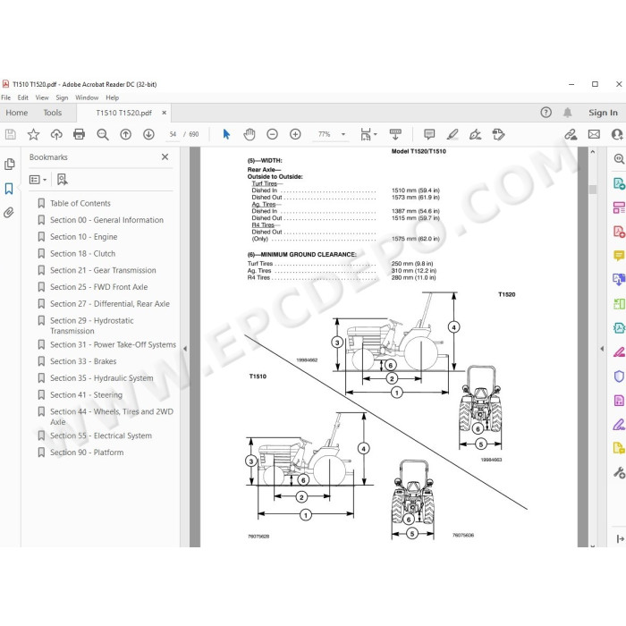 New Holland Tractor T1510 T1520 service manual