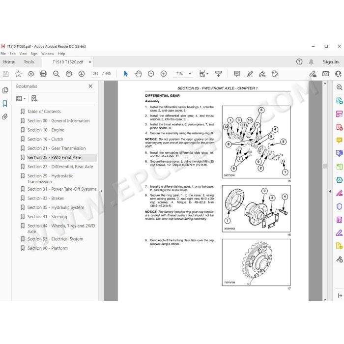 New Holland Tractor T1510 T1520 service manual
