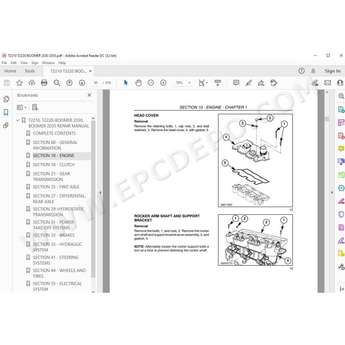 New Holland Tractor T2210 T2220 Boomer 2030 2035 service manual