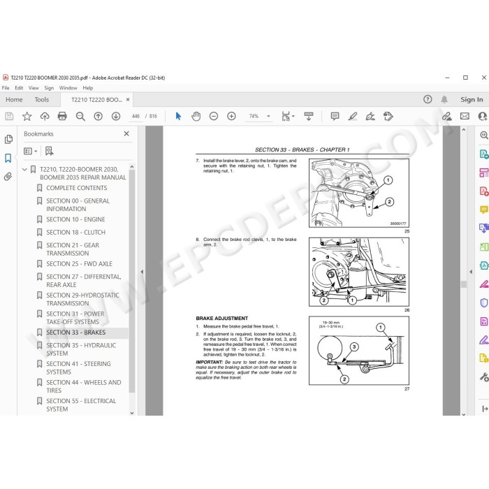 New Holland Tractor T2210 T2220 Boomer 2030 2035 service manual