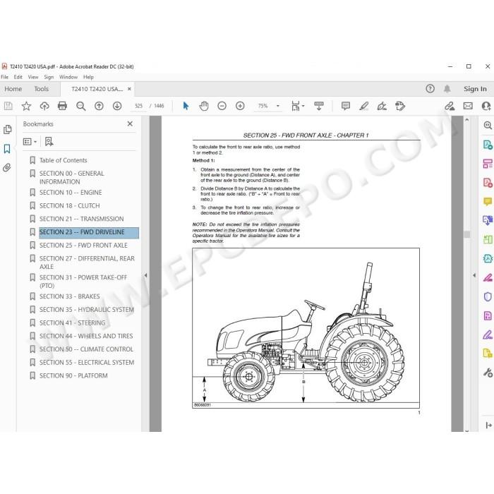 New Holland Tractor T2410 T2420 service manual