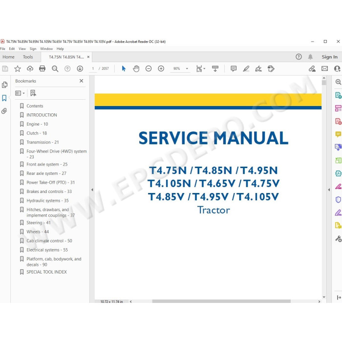 New Holland Tractor T4.75N T4.85N T4.95N T4.105N service manual