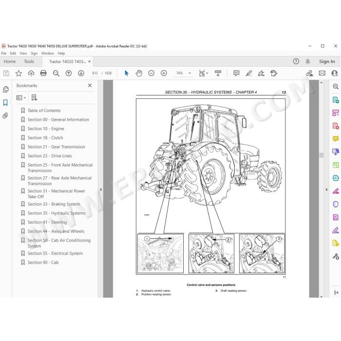 New Holland Tractor T4020 T4030 T4040 T5050 Deluxe / Supersteer service manual
