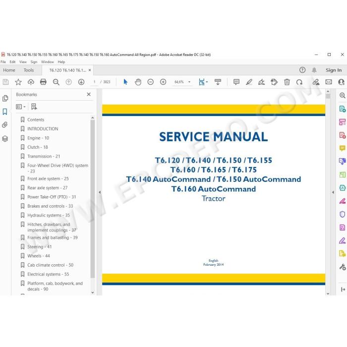 New Holland Tractor T6.160 T6.165 T6.175 service manual