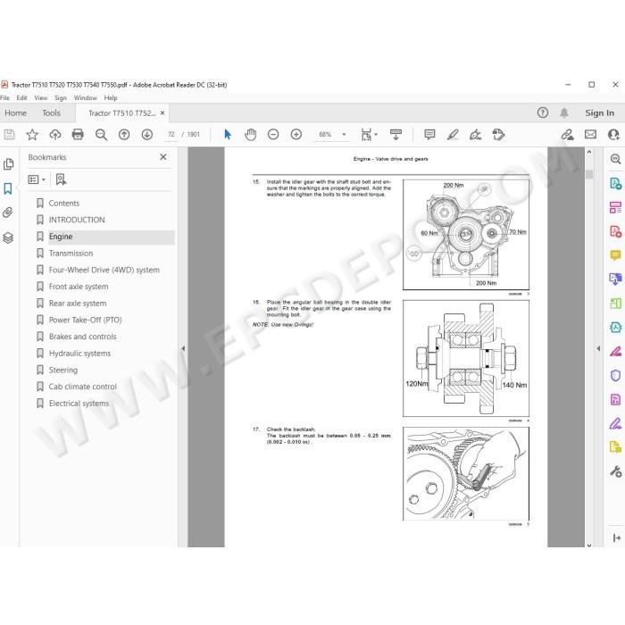 New Holland Tractor T7510 T7520 T7530 T7540 T7550 service manual