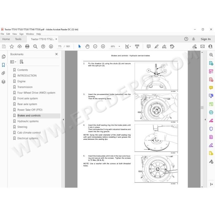 New Holland Tractor T7510 T7520 T7530 T7540 T7550 service manual