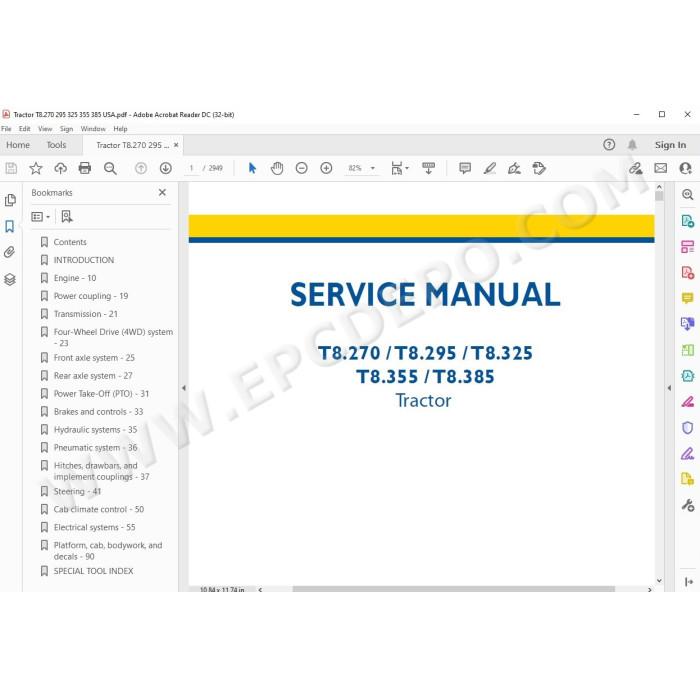 New Holland Tractor T8.270 T8.295 T8.325 T8.355 T8.385 service manual