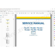 New Holland Tractor T8.275 T8.300 T8.330 T8.360 T8.390 T8.420 CVT service manual