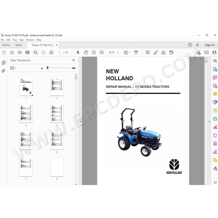 New Holland Tractor TC18 TC18D TC21 TC21D TC24D service manual