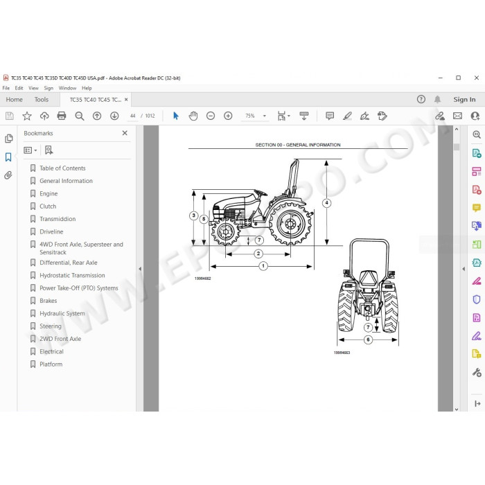New Holland Tractor TC35 TC40 TC45 TC35D TC40D TC45D service manual