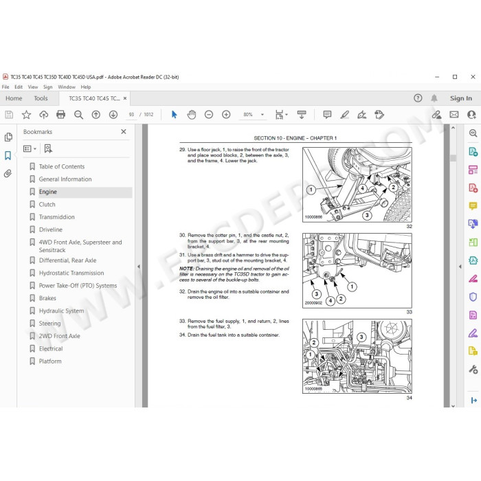 New Holland Tractor TC35 TC40 TC45 TC35D TC40D TC45D service manual
