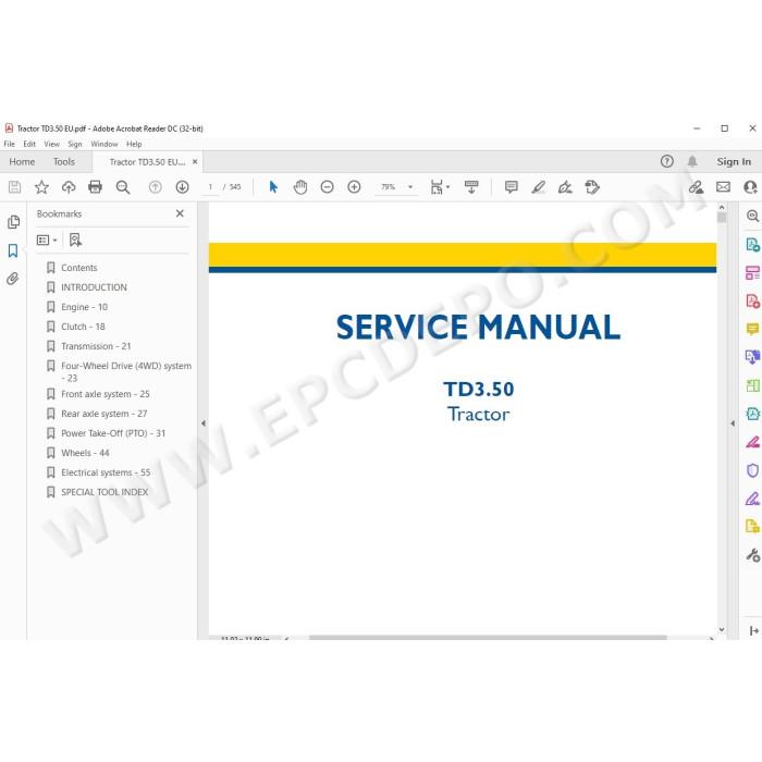 New Holland Tractor TD3.50 service manual