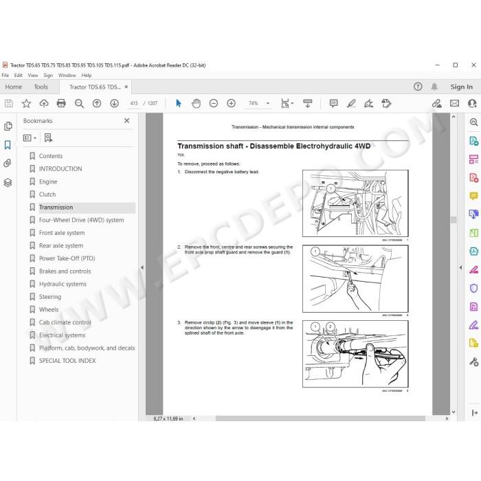 New Holland Tractor TD5.65 TD5.75 TD5.85 TD5.95 TD5.105 TD5.115 service manual