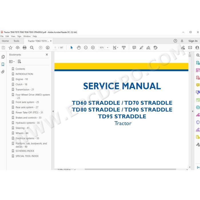 New Holland Tractor TD60 TD70 TD80 TD90 Straddle service manual