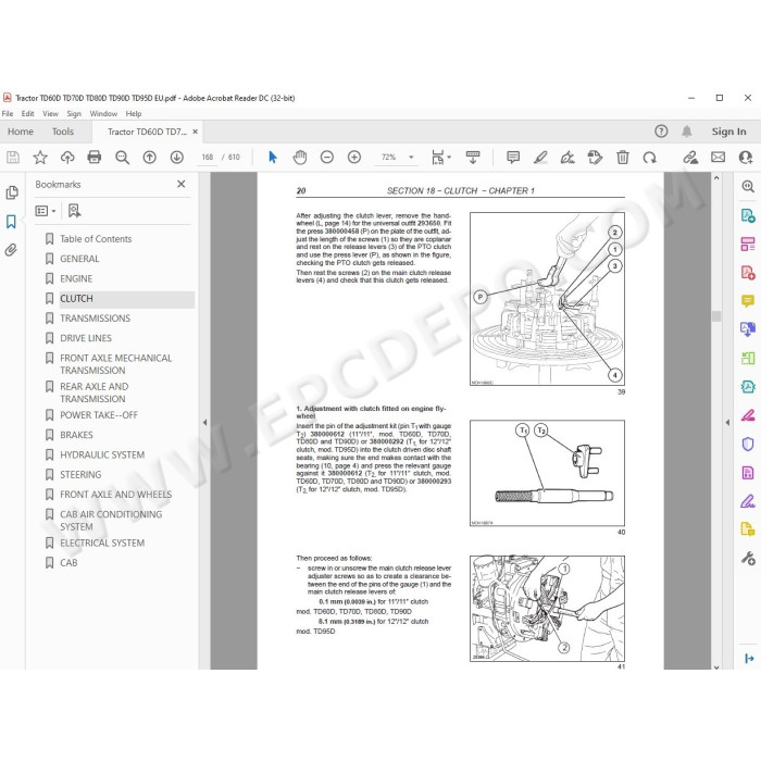 New Holland Tractor TD60D TD70D TD80D TD90D TD95D service manual