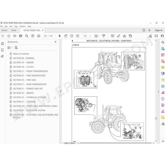 New Holland Tractor TD75D TD95D High Clearance service manual